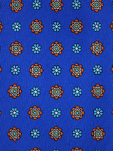 SAMANTHA Electric Blue Printed Silk 3 Fold Tie